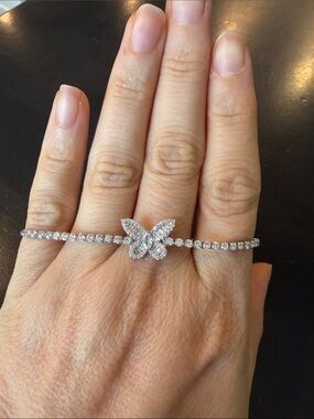 Brand New Butterfly Tennis Bracelet - Silver Sparkle